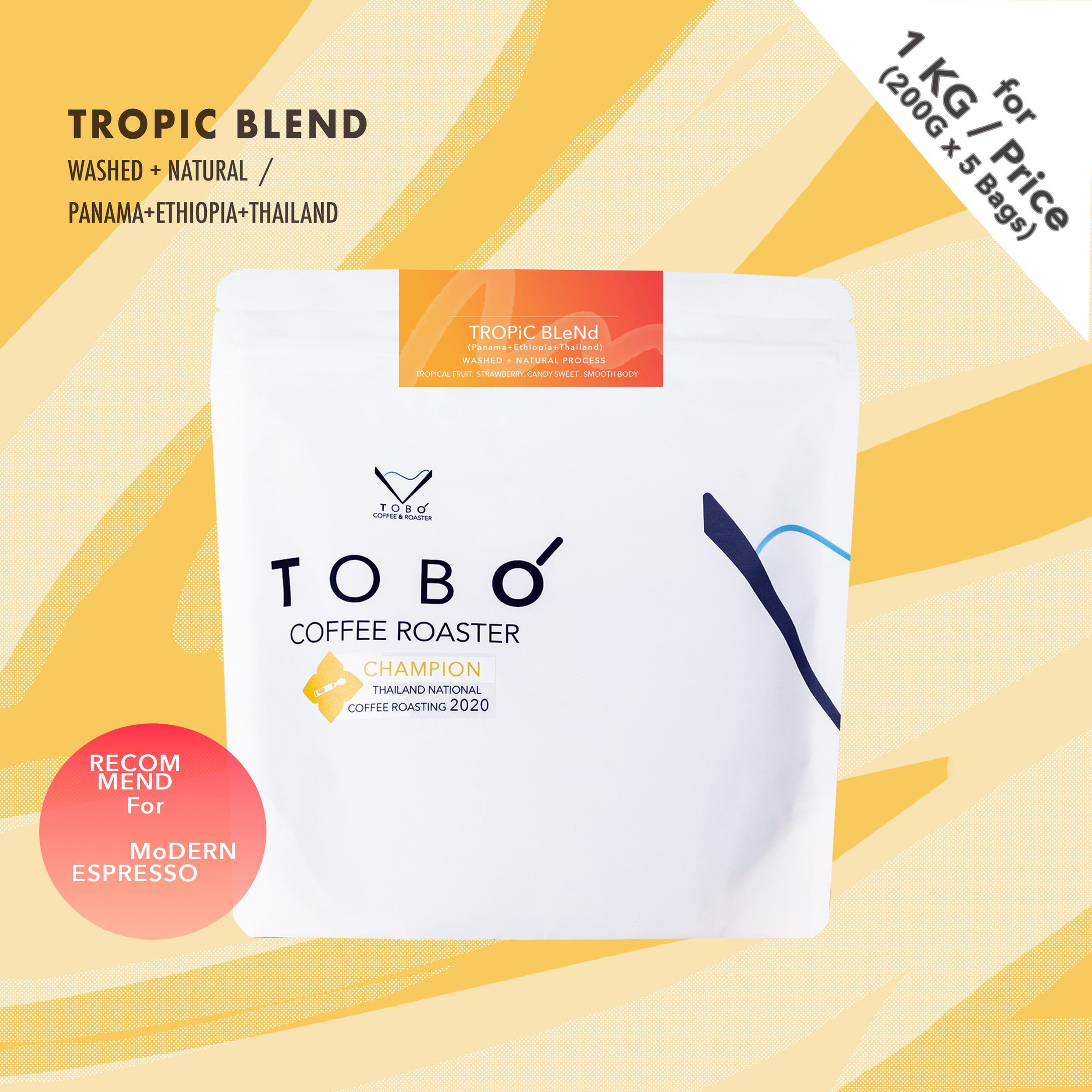 1KG Size (200Gx5) / Tropic Blend for Modern Espresso Style / (Panama, Ethiopia, Thailand)